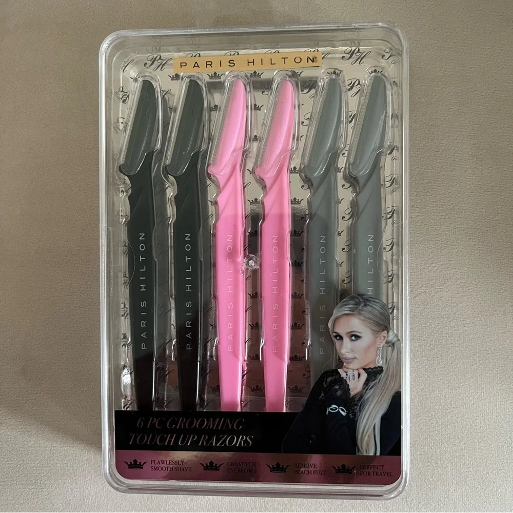 NWT Paris Hilton 6-Piece Grooming Touch Up Razors Makeup Tools Accessory Beauty